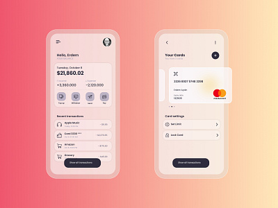 Daily UI Challenge #001 - E-Wallet app card card design daily ui challange design e wallet ewallet figma flat graphic design illustration minimal mobile product design typography ui ux vector visual design wallet