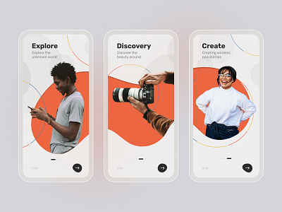 Daily UI Challenge #006 - Onboarding app branding create daily ui challange design discover explore figma flat graphic design illustration minimal mobile onboarding typography ui ux visual design web white
