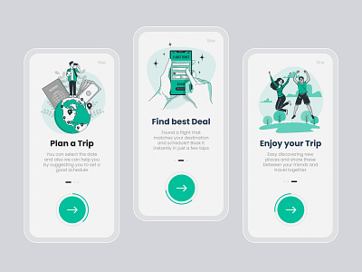 Daily UI Challenge #007 - Onboarding app daily ui challange design figma flat graphic design green illustration minimal mobile onboarding planning trip typography ui ux vector visual design white