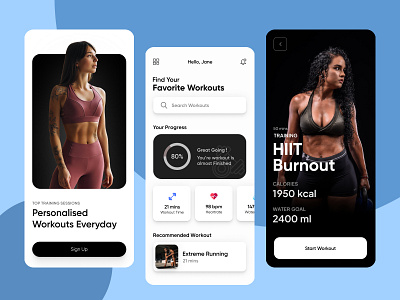 Personalised Training Workout App design minimal ui ux