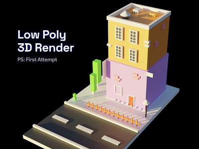 Low Poly 3D Building - First Attempt🥳 3d 3d blender 3d building 3d design blender design low poly