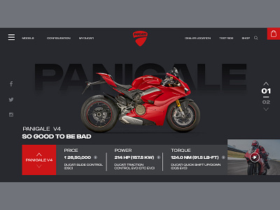 Ducati Panigale V4 Front UI branding design illustration illustrator ui ux