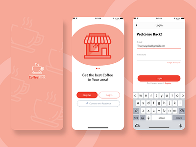 CoffeePink animation app art design flat graphic design illustration minimal redesign ui ux vector