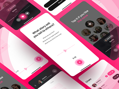 Voice Dating App | Concept app clean dating pink ui ux