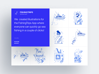 FishingTrips | Illustration pack app blue color fishing illustration rent sea