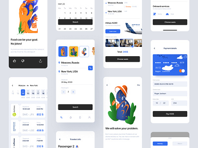 Travel App for iOS 🏄‍♂️ airlines booking clean color flight app illustration travel traveling ui ux