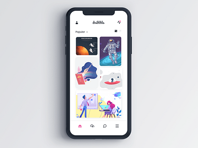 Dribbble Redesign concept. android app app design art clean concept dribbble flat illustration minimal redesign redesigned ui ux