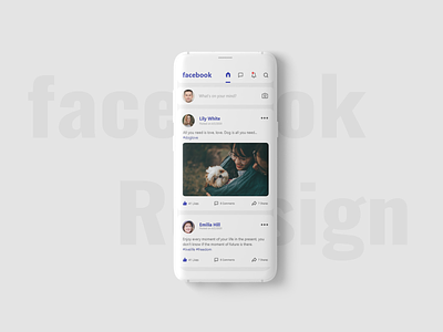 Facebook Redesign Concept. android app app design clean concept dailyui facebook flat flat design minimal redesign ui ux