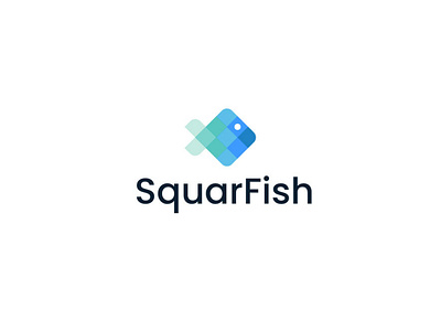 Square fish logo. art branding clean design illustration logo minimal vector