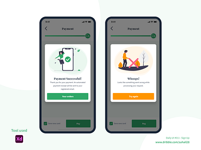 DailyUI_#011 - Sign Up_popup adobe xd app design dailyui error mobile app popup success ui design ux design