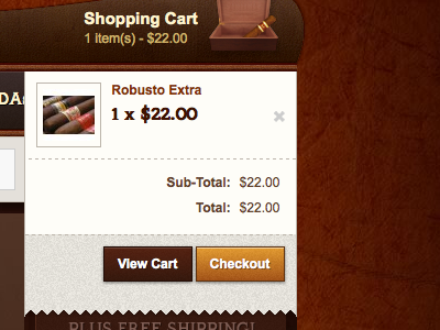 Cigar Cave Shopping Cart buttons checkout cigar cigars e commce shopping cart wood