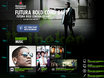 Heineken Music futura heineken icons ireland landing music page responsive stylesheet tiles