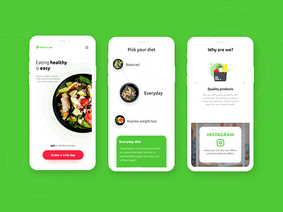 Landing Page for Healthy Food Delivery food app landing page mobile design