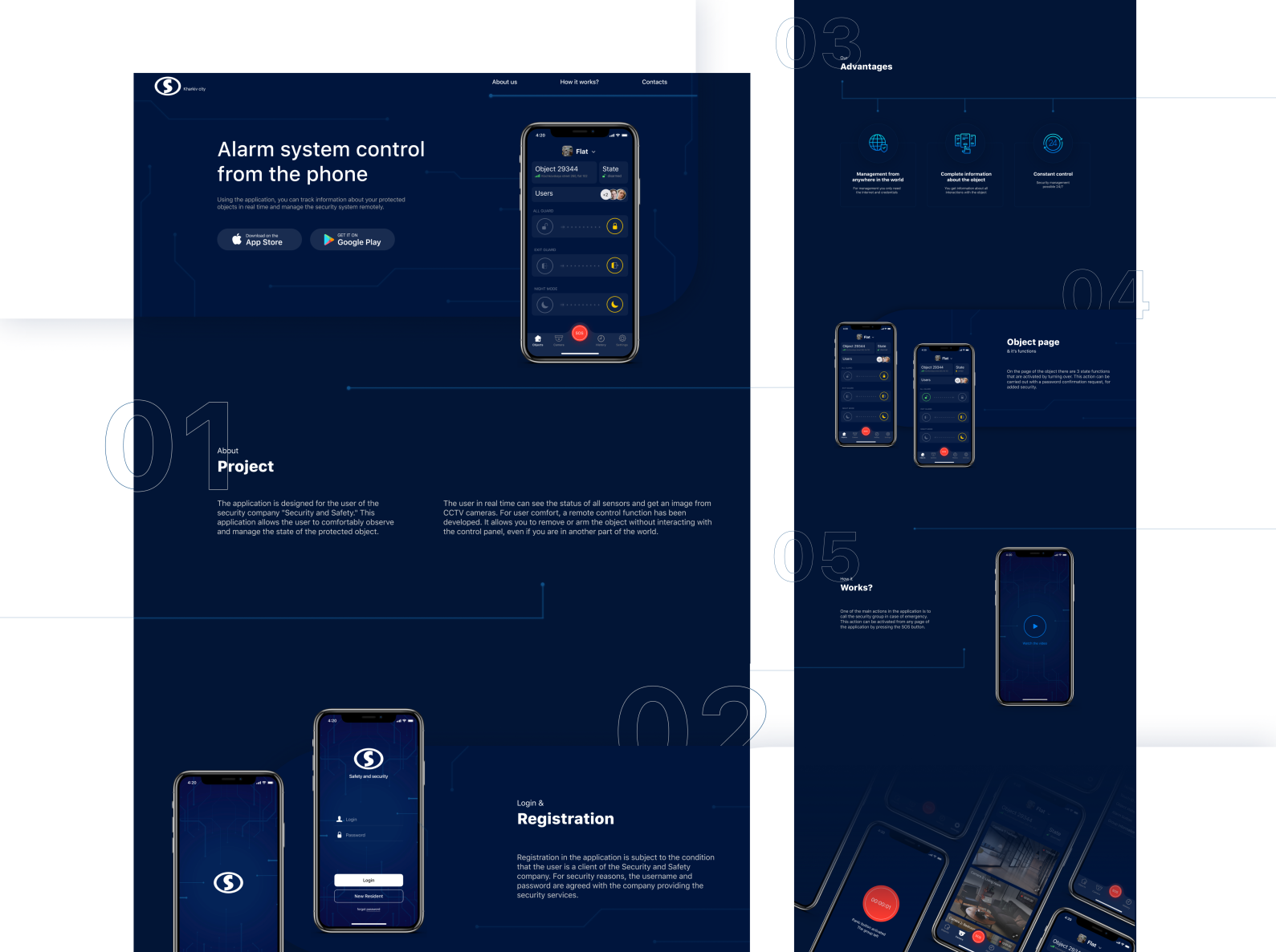 Landing page for the security company application by Angelina ...