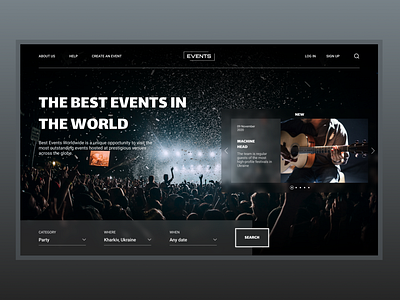 Landing page for selling tickets for events