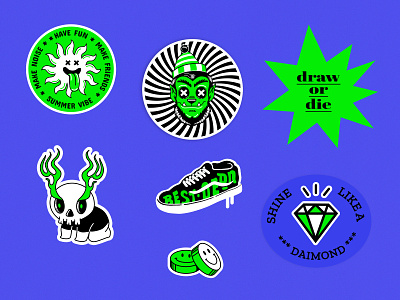 Stickers for summer 😃 branding budges concept design design graphic design illustration minimal stickers summer stickers typography vector