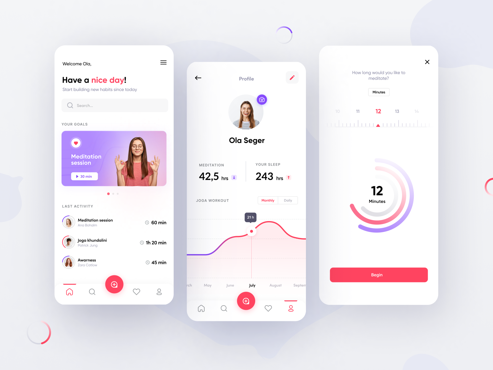 Wellbeing app - concept by Ania Cywińska for visux on Dribbble