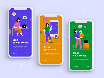 onboarding app android screen studio dribbble investment concept