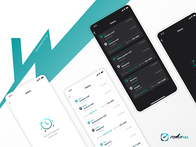History app black blue charg charging darkmode design history ios lightmode no history power powerfull