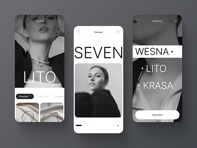 Seven - e-commerce website app beauty branding design fashion figma grid illustration layout models shop ui ux webdeign