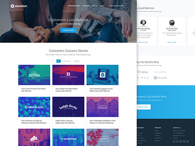 💘 Customer Success Center cards landing page mention shadow sketch success stories