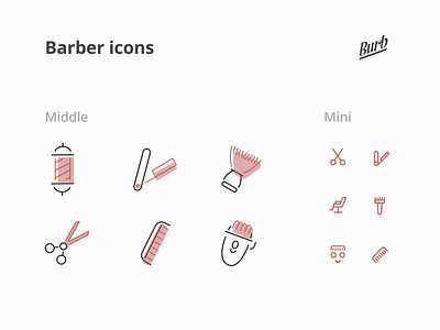 Barber icons for Burb App app barber branding figma flat icons