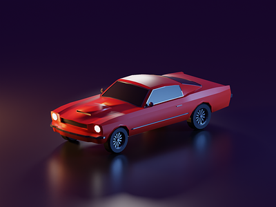 Low Poly Red Mustang 1965 3d blender blender3d car lowpoly mustang red tutorial