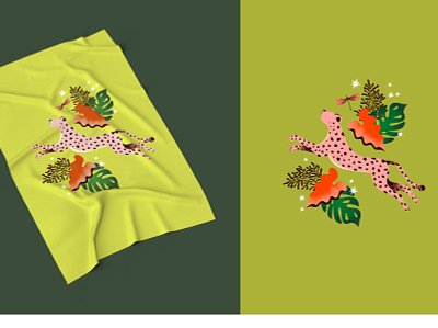 Tropical Dream animal illustration art cheetah color color palette design fashion design fashion illustration flower illustration illustrator surface design tropical leaves