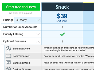 Pricing Table plans pricing