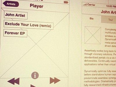 Music Player App Wireframe iphone mobile ui wireframe