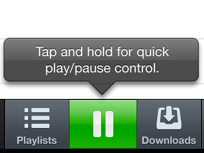 VK Audio Player iphone pause button tabbar tooltip
