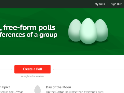 Polling Project eggs homepage polls