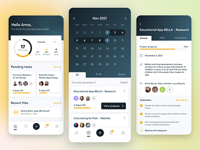 Task Management App assigned to calendar designer files manager mobile app modern progress project management schedule subtasks task list task management tasks teamwork to do app to do lists ui ux ui ux design