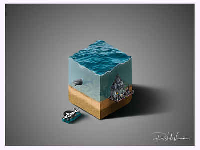 Ocean cube art design drawing graphic manipulation photography photoshop