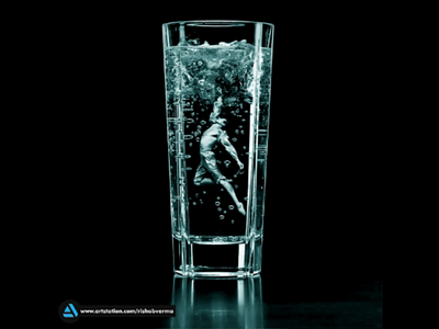 Just a one glass water art design manipulation photoshop