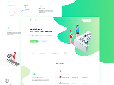 FitneoApp - Landing Page clean fitness gradient gym gym management isometric landing page sport trainer