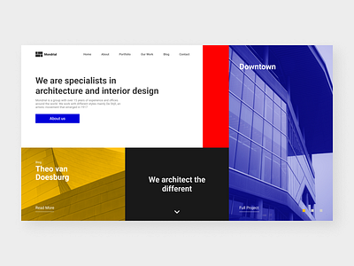 De Stijl Website Home - Mondrial architecture de stijl primary colors ui user interface