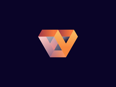 V Icon Logo Design gradient
