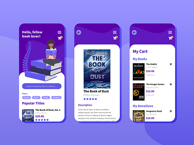 Buy a Book, Give a Book adobe xd mobile app mobile ui ui