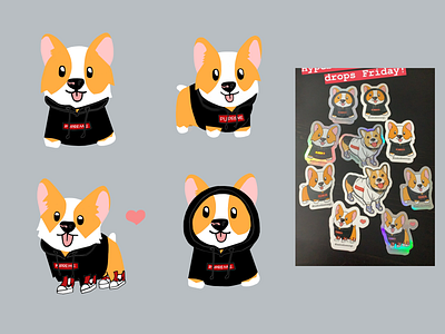Corgi Stickers 2d corgi design dog graphic design illustration puppy sticker stickers vector