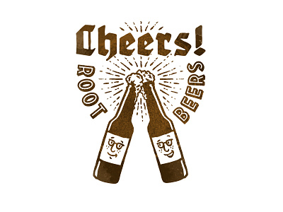 Cheers! Root Beers drawing logo root beer sketch typography