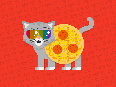 Waffle Pizza Cat cat illustration pizza sunglasses vector waffle