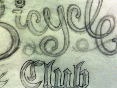 Type Sketches bicycle club drawing illustration pencil typography