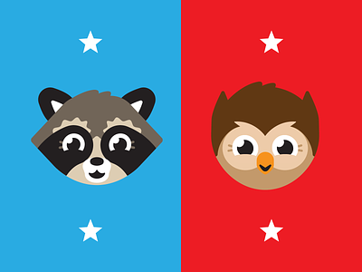 Elementary School Mascot Vote branding elementary illustration mascot owl raccoon vector