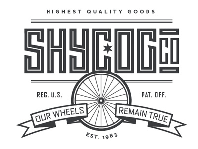 Shycog Co. bicycle black clean fixed gear logo simple typography vector wheel white