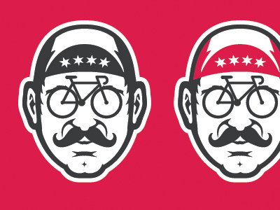 Mr. Farthing bicycle black fixed gear icon illustration logo mustache red vector white