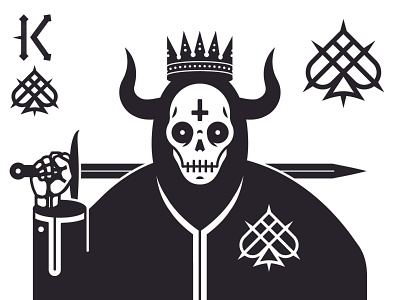 King of Spades black metal crown heavy metal playing cards skull spades vector