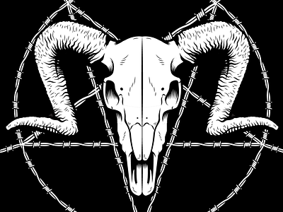 Sabbatic Goat baphomet black design goat heavy metal illustration pentagram vector