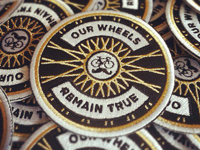 Our Wheels Remain True bicycle fixed gear gold patch patches spokes wheel