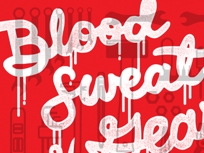 Blood Sweat & Gears 2 artcrank bicycle drip drop ripple tools typography vector